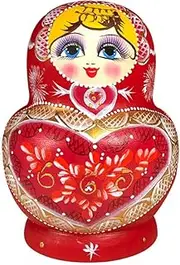 Russian Nesting Dolls Russian Nesting Dolls Wooden Matryoshka 15-Piece Heart-Shaped Round Belly Matryoshka Dolls Handmade Painted for Wedding Gifts Matryoshka Nesting Dolls (Color : A)