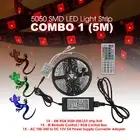 5M 10M 20M 5050SMD RGB LED Strip Light Kit 44 Key Remote 2 Outlet 5A Power Combo