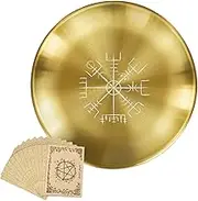 Stainless Steel Holder - Decoration Holder, 5.5 Inch Tarot Cards | 14 cm Stainless Steel Plate Candle Holder Plate Metal Carving Plate Ornament Tray for Jewellery, Home Decorations, Holder for Yoga