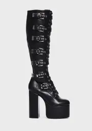 [Lamoda] Gravity Platform Knee High Buckled Boots