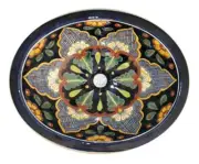 #037) MEDIUM 17x14 MEXICAN BATHROOM SINK CERAMIC DROP IN UNDERMOUNT BASIN