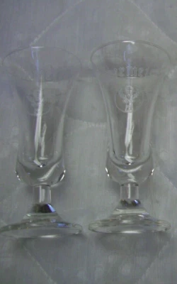 2 Jagermeister Liqueur Footed & Stemmed Cordial Shot Glasses/3.75" Tall
