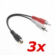 3 PACK - RCA Female Jack to Dual Male Stereo Plugs Y Splitter Cable Adapter 6"