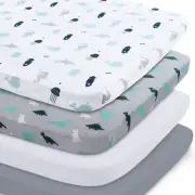 Mini Crib Sheets Set 4 Pack, Mini Portable Crib Sheets (38" X 24") | Multiuse...