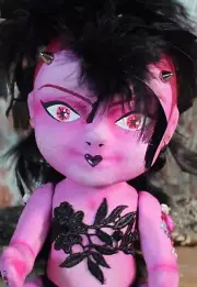 Papier Mache Lupita Muñeca Doll Punk Rocker Girl Pink Handmade Mexican Folk Art