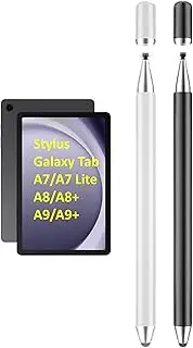 2PCS 2-in-1 Stylus Pen for Samsung Galaxy Tab A9+ Plus/A9/A8/A8 Plus/A7/A7 Lite, High Sensitivity & Precision Capacitive Pencil for iPad Pro/iPhone/Fire/Surface Tables All Touch Devices (Black+White)