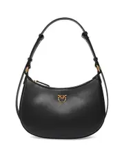 Pinko Half Moon Black Leather Shoulder Bag
