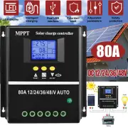 80A DC 12/24/36V MPPT Solar Charge Controller Battery Regulator Charger Off-Grid