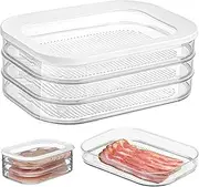 3 Layer Deli Meat Container for Fridge, Bacon Lunch Meat Container for Refrigerator, Stackable Food Storage Boxes, Refrigerator Food Storage Box for Food, Meat, Vegetable Storage, BPA Free