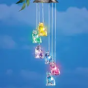 Solar LED Color Changing Cat Mobile Wind Chime Light Hanging Garden Porch Decor