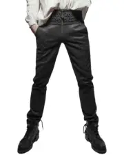 Men's Apocrypha Trousers Pants Steampunk Black Brocade Vintage EMO Victorian