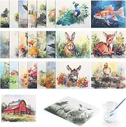 Dinifee Dementia Products for Elderly Reusable Water Painting Toys Animal Dementia Alzheimer Crafting Kits for Seniors Adults Water Doodle Coloring Brush Cup Set for Nursing Home Drawing Gift(150 Pcs)