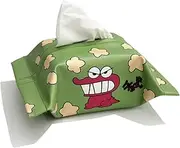 Cartoon Character Tissue Box Cover, Green with Cloud Pattern, Car Drawing Carton (1)