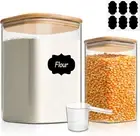 Glass Food Storage Containers, 3300/1100Ml Flour & Sugar Containers with Airtigh
