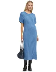 [Oxford] Maya Rib Short Sleeve Dress in Blue