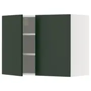 METOD wall cabinet with shelves/2 doors, white/Havstorp deep green, 80x37x60 cm