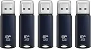 Silicon Power 32GB USB 3.0 Flash Drive, Aluminum Casing Built-in Strap Hole, USB 3.2 Gen 1 Pen Drive Memory Stick, Navy Blue, Marvel M02 Series (5-Pack)