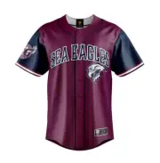 MANLY SEA EAGLES NRL TEAM LOGO 'SLUGGER' SHORT SLEEVE BUTTON UP BASEBALL SHIRT