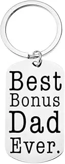 [YALLNASL] Dad Fathers Day Christmas Birthday Gift Keychain for Bonus Dad Stepdad from Daughter son Best Bonus Dad Ever Gifts Keyrings for Stepfather Bonus Father Stepdaddy