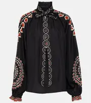 [La DoubleJ] La DoubleJ Cerere printed silk blouse UK 10 black