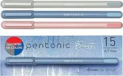 Pentonic Ballpoint Pens, 15 Count, Gray, Blue & Pink Barrels, Black, Blue & Red Ink, 0.7 mm Fine Point, Smooth Writing For Note Taking (PEN13088)