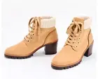 New Jack Rogers Harper Suede Lace Up Hiker Knit Block Heel Boots Wheat Size 10M