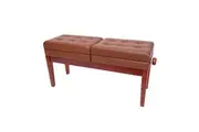 Crown Deluxe Height Adjustable Duet Piano Stool with Storage Compartments (Mahogany)