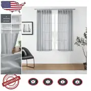 Sophisticated Pinch Pleat Semi Sheer Curtains, 40"x63", 2 Panels in Gray/White