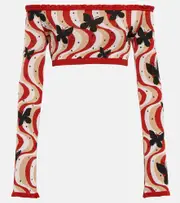 [Alessandra Rich] Alessandra Rich Printed bandeau cropped top AU 6 multicoloured