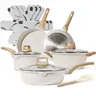 CAROTE 12 Pcs Pots and Pans Set Nonstick Cookware Sets Induction Cookware, White