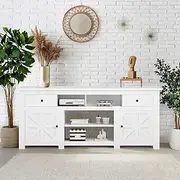 Farmhouse TV Cabinet Unit Television TV Stand Entertainment Centre with Barn Doors Modern Rustic Home Living Room Storage Cabinet White