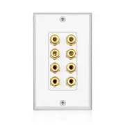 8 Posts Speaker Wall Plate Home Theater Wall Plate Audio Panel for 4 Speakers White gold