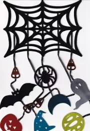 PAPYRUS HALLOWEEN CARD NIP MSRP $9.95 SPIDER WEB MOBILE (A1)
