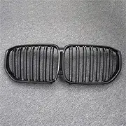 DEMULAX 1Pair Gloss/Matte Black Front Grille, for BMW, for New X5/G05 2020 Grille Car Style Refit Bumper Slat Double Line Racing Grills Car Exterior Radiator Grille(Gloss Double Line)