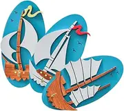 DOITOOL 3pcs Mediterranean Style Decorative Wall Hooks Wood Coat Hanger Hooks for Kitchen Bathroom Door