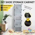 DIY Shoe Storage Box Cabinet 20 Pairs Cube Rack Organiser Stand Black 10 Tier
