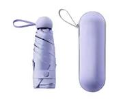 Travel Umbrella - Mini Folding Compact Umbrella with Case, Small Sun & Rain Pocket Umbrella - Fumigation purple