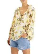Sanctuary Drifter Printed Tie-Neck Blouse (XS, Soft Palms)