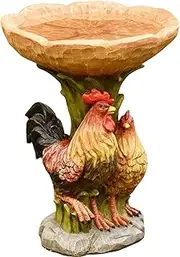 Bird Baths for Outdoors - Rooster/Sunflower/Tree Bird Bath Outdoor, Freestanding Pedestal Wildlife Bird Bath, Resin Garden Yard Lawn Ornament Outdoor Decor-B