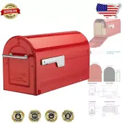 Boulder Modern Red Mailbox - Secure Alloy Steel Post Mount with Embossed Panels