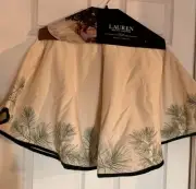 Ralph Lauren Christmas Tree Skirt Pine Sprigs 48” Round Cream Linen Green New