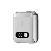 Mini Electric Shaver With Digital Screen USB Rechargeable Travel Trimmer Electric Beard Shaver White