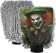 XYMZR Clown Clover Scary Absorbent Microfiber Car Wash Mitt, Funny Cute Anime Scratch Free for Cars Cleaning, Home Cleaning Mitts, 2 Pack, 10.24” L x 7.09” W