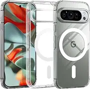 [T Tersely] Magnetic Case for Google Pixel 9/Pixel 9 Pro 2024, Compatible with MagSafe, Scratch-Resistant Back, Anti-Scratch Clear Back Magnetic Phone Cover