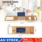 Bathtub Caddy Tray Bamboo Bath Table Expandable Wine Glass Holder Rack Support