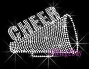Cheer Megaphone Rhinestone Iron on Transfers HotFix Mom