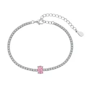 ANYCO Bracelet Stackable Adjustable S925 Pink Pendant Sterling Silver 18K Gold Plated Cuban Chain Bracelets Women