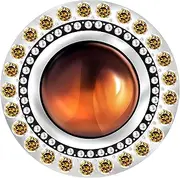 Andante Chunk Click-Button Press Stud (Eye Brown) for Chunk Bracelets, Chunk Rings, Chunk Keyrings and Other Chunk Accessories + Organza Pouch, Metal Plastic