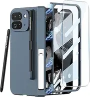 [Wibrthz] for Google Pixel 9 Pro Fold Case with S Pen Holder & Stylus Pen,Hard PC Shockproof Cover with Magnetic Hinge Protection and Kickstand & Built-in Screen Protector for Pixel Fold 2 2024(Green)