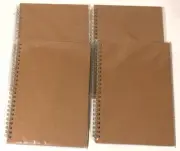 4 Spiral Hard Kraft Notebooks 8.25 x 6 inches 70 Sheets Each Lined Paper Sealed